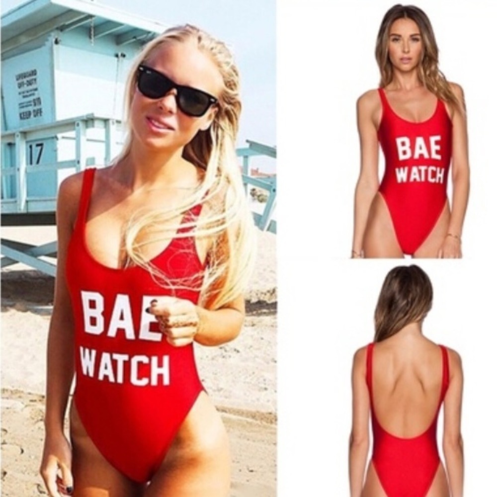 💦 Awesome “Bae" Watch flirty one piece sexy lifeguard look! 💦